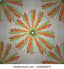 Flower vector seamless pattern with assorted plants in green, white and magenta. Vintage pro-vance style.