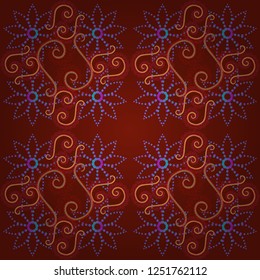 Flower vector seamless pattern with assorted plants in yellow, black and green. Vintage pro-vance style.