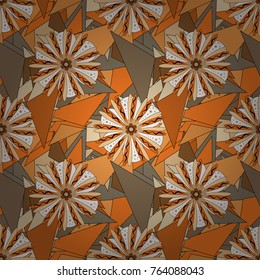 Flower vector seamless pattern with assorted plants. Vintage pro-vance style in beige, white and orange colors.