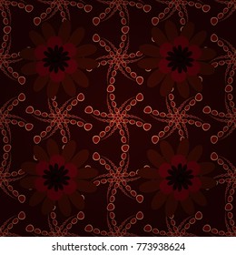 Flower vector seamless pattern with assorted plants. Vintage pro-vance style in brown, red and black colors.