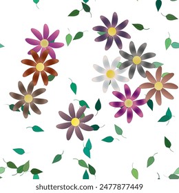 Vector de flores, patrón sin fisuras, Vector de fondo, Vector de adornos, diseño floral, ramo de flores, textura sin fisuras, Formas de Vector, fondo de hojas, acuarela de flores, hojas aisladas