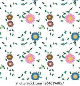 Vetor de flor, padrão sem costura, buquê de flor, padrões florais, padrão de pétalas, textura de folha, padrão ornamental, vetor de folhas, vetor sem costura, fundo de folha, flores aquarela