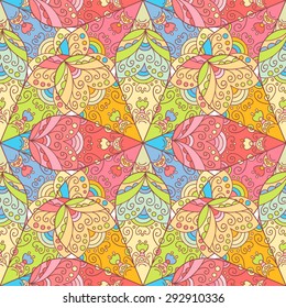 Flower vector seamless pattern. Cute floral print. Abstract doodle flowers. 