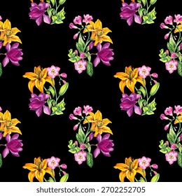 Vector de flores sin patrón ilustración de fondo floral