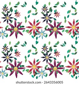 Vetor de flor, vetor de padrão sem costura, forma de folha, padrão de fundo, fundo floral, padrões de flores, design de padrão, flores isoladas, fundo de pétalas, padrões florais