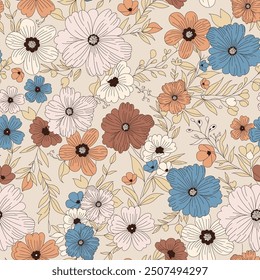 flower vector seamless pattern on background