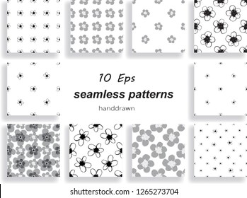 flower vector seamless pattern set