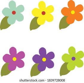 Flower vector set 6 Color