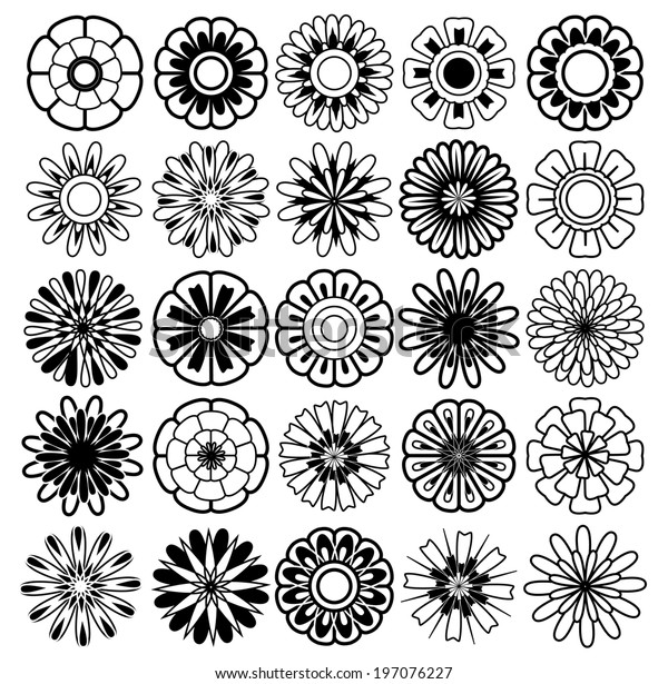 Flower Vector Set Flowers Icon Stock Vector (Royalty Free) 197076227