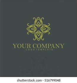 Flower vector set of linear design elements, logo design templates and mono line badges for packaging ,  vector illustration