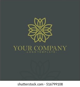 Flower vector set of linear design elements, logo design templates and mono line badges for packaging ,  vector illustration