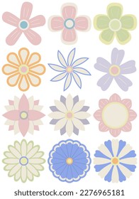 Flower vector set, Flower simple cartoon style.
