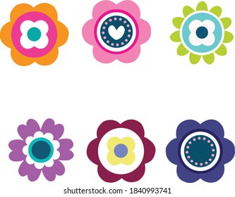 flower vector set summer cartoon