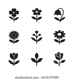 Blumen Vektor Silhouette Icons Pack