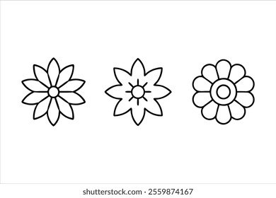 flower vector, simple flower vector icon line art for coloring book page