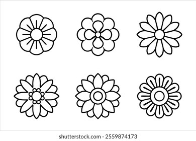 flower vector, simple flower vector icon line art for coloring book page