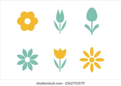 flower vector, simple modern flower vector symbol icon art illustration isolated on white