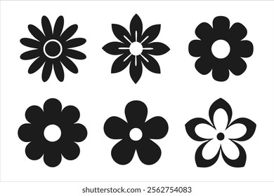 flower vector, simple modern flower vector symbol icon silhouette art illustration isolated on white