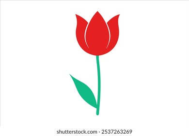 Vector de la flor, ilustración simple del arte del icono del Vector de la flor del tulipán, 
