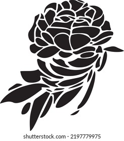 Flower Vector Stencil, Black and White 