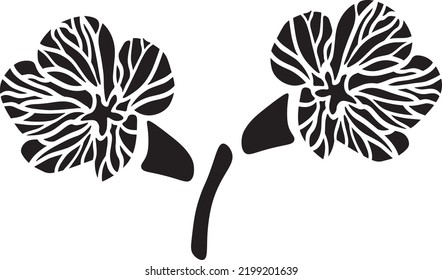 Esténcil de vectores de flores, negro y blanco