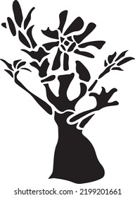 Esténcil de vectores de flores, negro y blanco