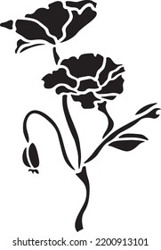 Blume, Vektorstencil, Schwarz-Weiß