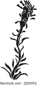 Flower Vector Stencil, Black and White