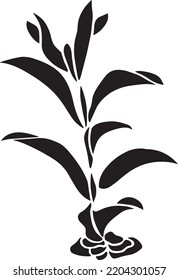 Flower Vector Stencil, Black and White