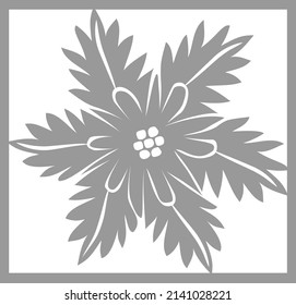 Flower vector stencil, flower pattern, monochrome flower. Silhouette of flower