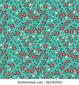 Flower vector template. Blue colored pattern with blossom flowers for posters, greeting cards, flyers and banner, web designs. Anniversary, holiday, wedding, business, birthday, party invitations. 