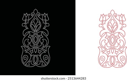 Flower vector transfer rhinestone design, Rhinestone Design, Rhinestone Pattern, Vector Design Template, Rhinestone Design for T-shirt, Template Royalty-Free Images