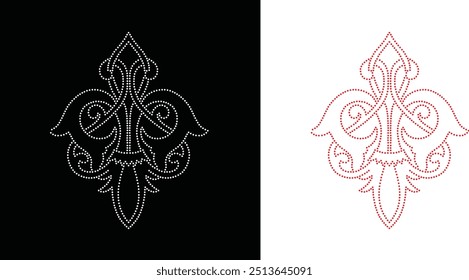 Flower vector transfer rhinestone design, Rhinestone Design, Rhinestone Pattern, Vector Design Template, Rhinestone Design for T-shirt, Template Royalty-Free Images