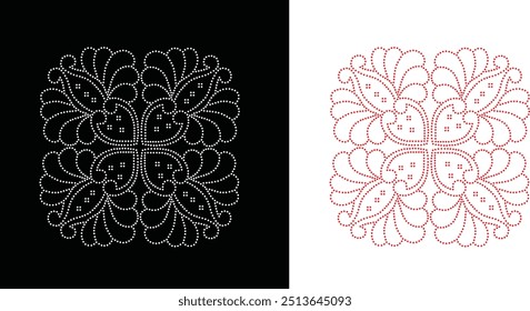 Flower vector transfer rhinestone design, Rhinestone Design, Rhinestone Pattern, Vector Design Template, Rhinestone Design for T-shirt, Template Royalty-Free Images