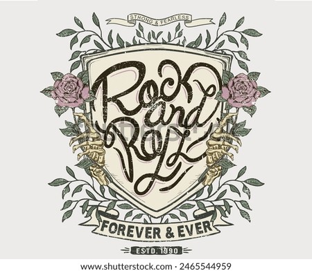 Flower vector t-shirt design.  Free spirit vintage artwork. Rock and roll poster design. Music festival artwork. Music logo design.