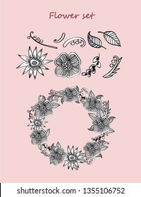Flower vector zentangle set 