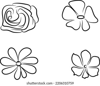 flower vectors to create beautiful graphic designs and textile designs. stroke art of flowers. flowers line work only.