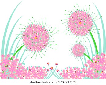 vectores de flores marco abstracto Hermoso manantial Estiloso fondo floral rosa