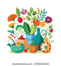 Flower  Vegetable Vectors Color Image 