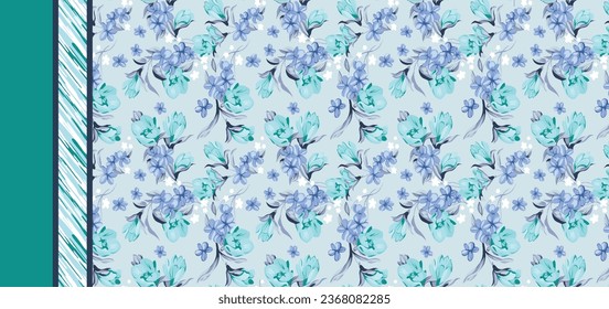 FLower Vel Seamless PAttern On Light BAckground