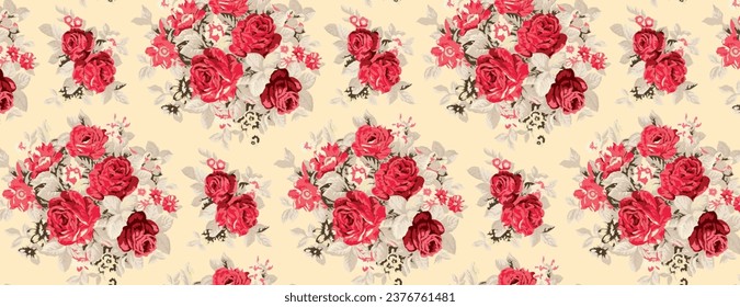 FLower Vel Seamless PAttern On Light BAckground