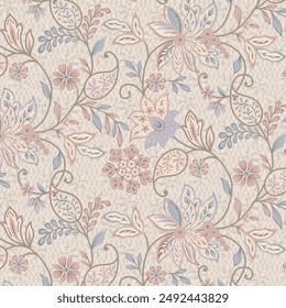 FLower Vel Seamless PAttern On Light BAckground