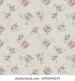 FLower Vel Seamless PAttern On Light BAckground