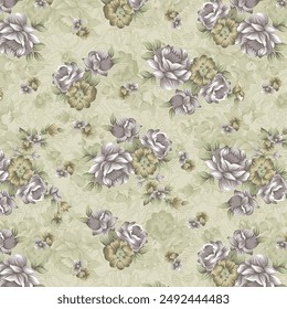 FLower Vel Seamless PAttern On Light BAckground