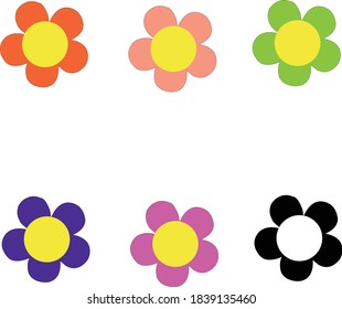 Flower vetor set (6 Color.)