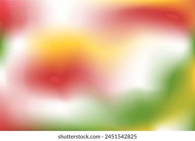 Flower vibe blur pattern. Green red yellow background. Ochre jage flaming gradient. Lemon carmine herb backdrop. Burgundy sunny leafy forest sample. Mockup card advertisement tag catalog presentation.