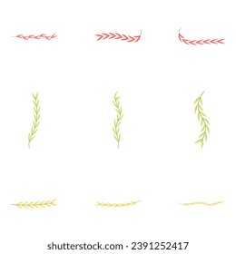 Flower vine icon set. Botanical vector