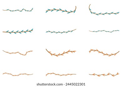 Flower vine icon set. Botanical decoration vector