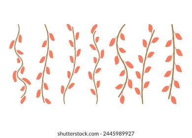 Flower vine icon set. Botanical decoration vector
