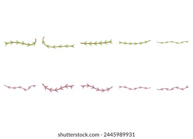 Flower vine icon set. Botanical decoration vector
